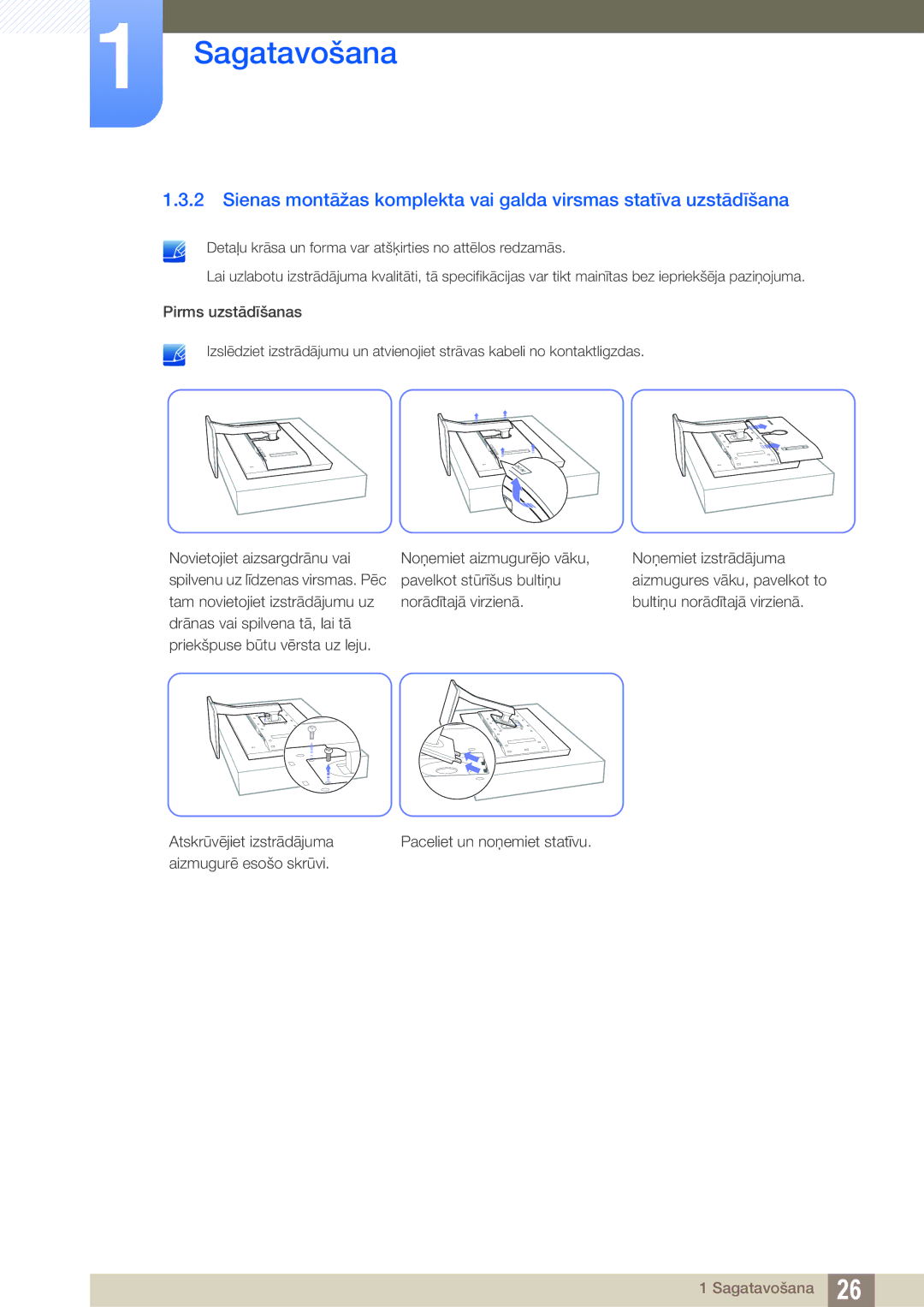 Samsung LS27D85KTSN/EN, LS32D85KTSR/EN manual Aizmugurē esošo skrūvi 