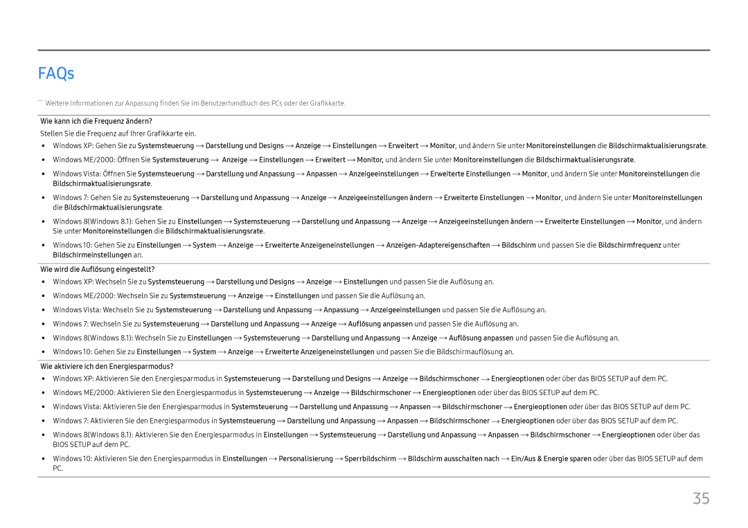 Samsung LS27E330HSX/EN manual FAQs, Wie kann ich die Frequenz ändern? 