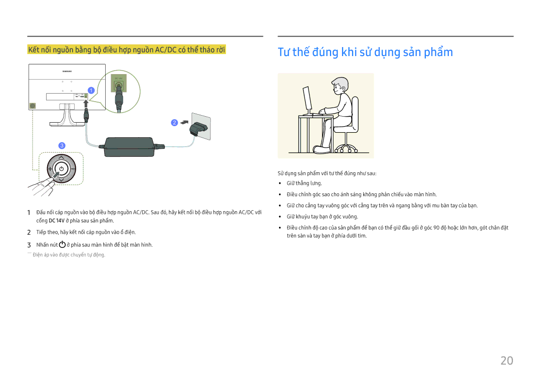 Samsung LS27E330HS/XV manual Tư thê đúng khi sư dung san phẩm 