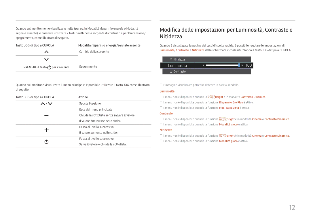 Samsung LS27E330HZX/EN, LS27E330HSX/EN manual Azione, Premere il tasto per 2 secondi 