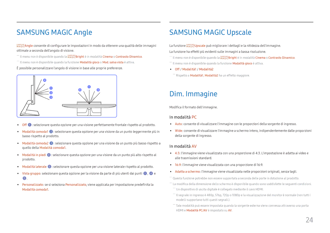 Samsung LS27E330HZX/EN, LS27E330HSX/EN manual Samsung Magic Angle, Samsung Magic Upscale, Dim. Immagine 