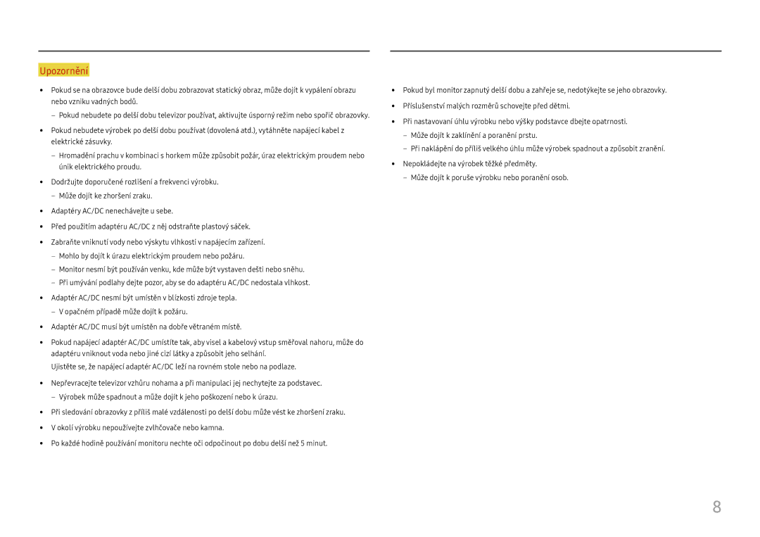 Samsung LS27E330HZX/EN, LS27E330HSX/EN manual Upozornění 