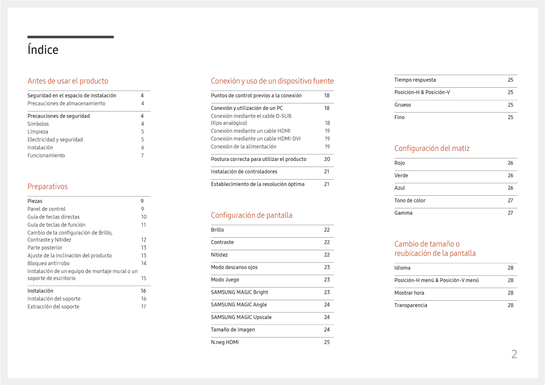 Samsung LS27E330HZX/EN manual Índice 