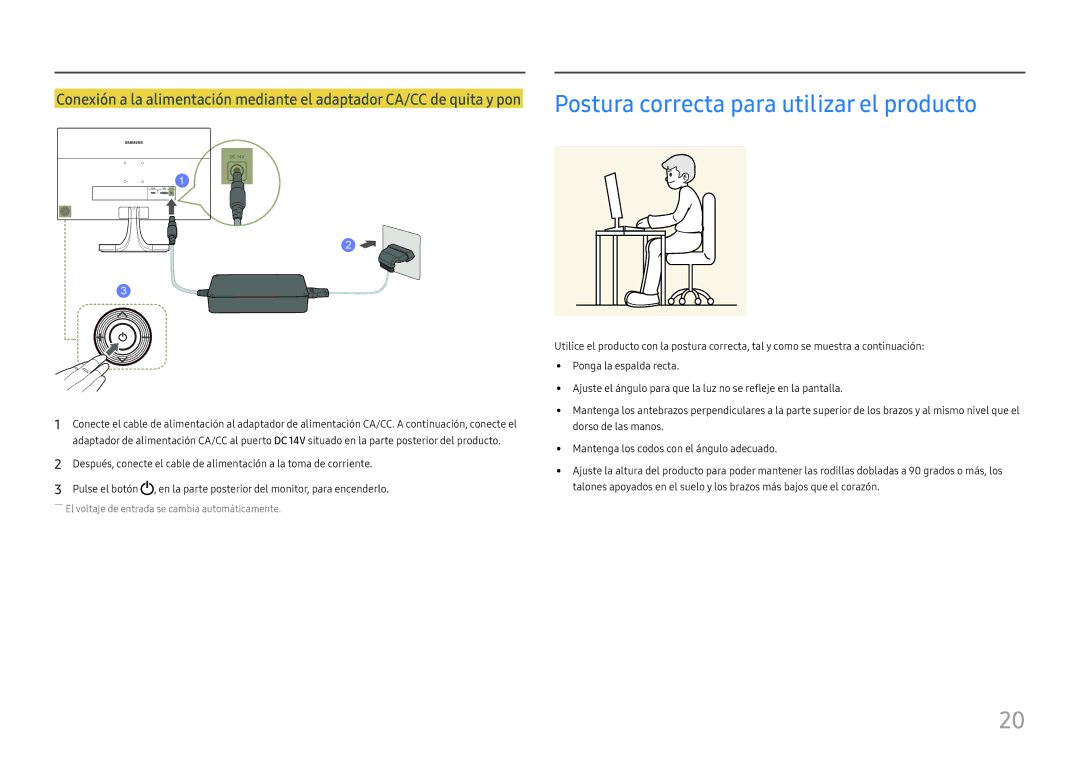 Samsung LS27E330HZX/EN manual ――El voltaje de entrada se cambia automáticamente 