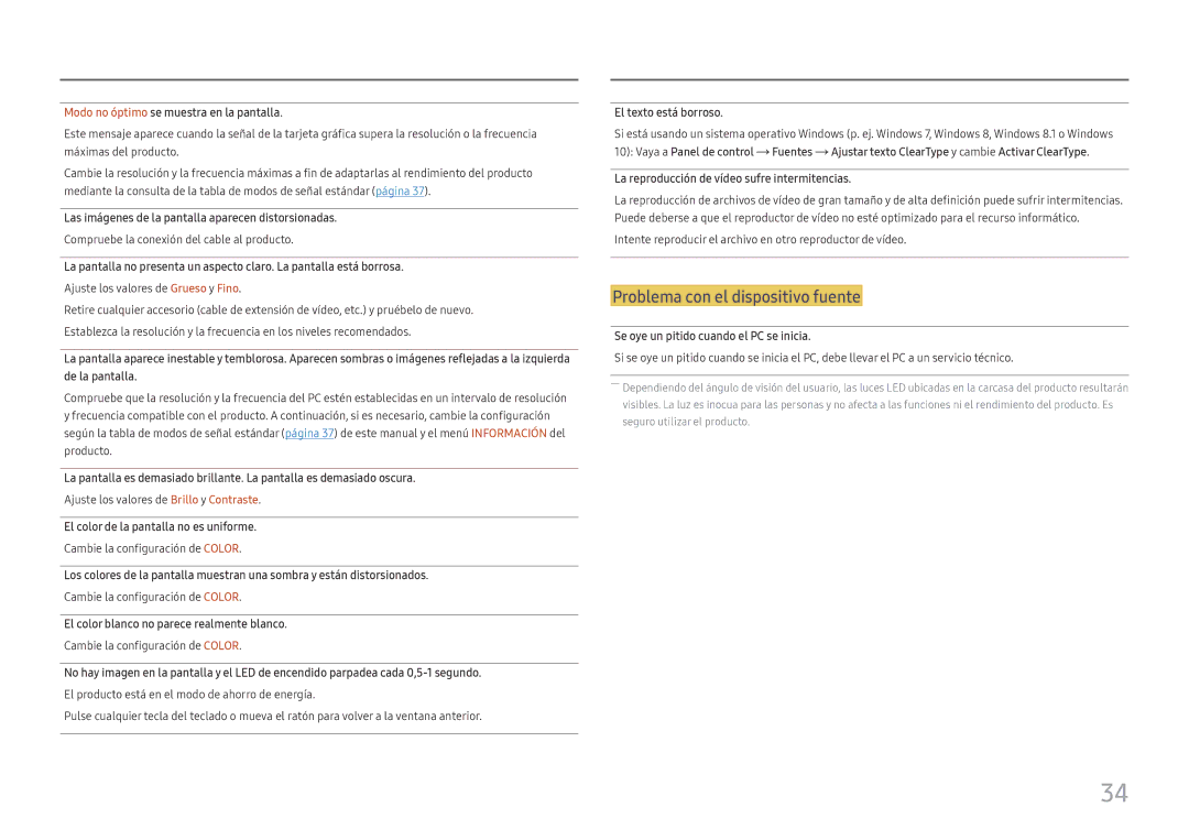 Samsung LS27E330HZX/EN manual Problema con el dispositivo fuente 