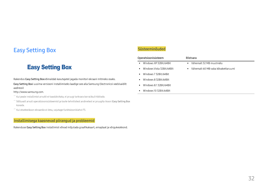 Samsung LS27E330HZX/EN manual Tarkvara installimine, Easy Setting Box 