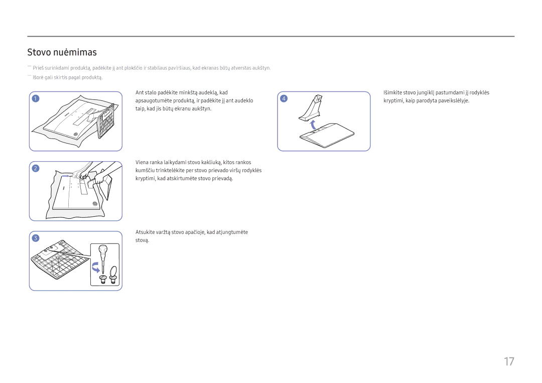 Samsung LS27E330HZX/EN manual Stovo nuėmimas 