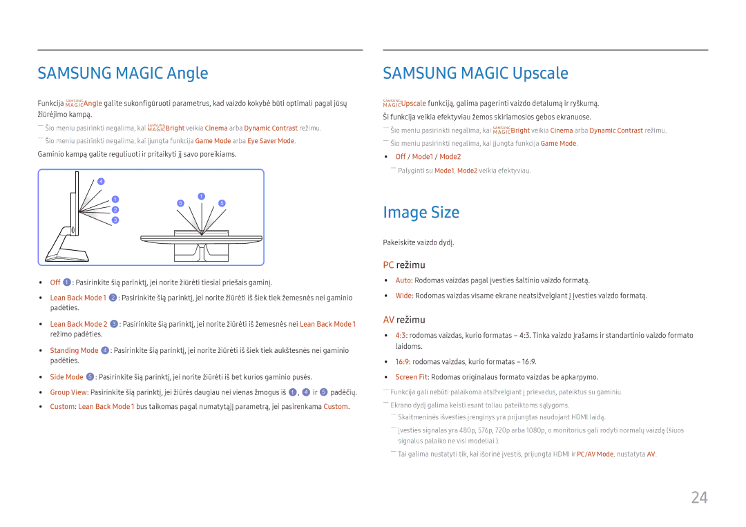 Samsung LS27E330HZX/EN manual Samsung Magic Angle, Samsung Magic Upscale, Image Size 