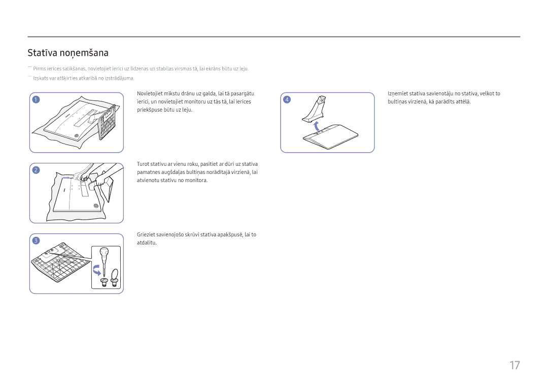 Samsung LS27E330HZX/EN manual Statīva noņemšana 