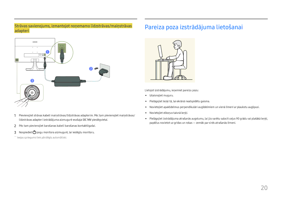 Samsung LS27E330HZX/EN manual Pareiza poza izstrādājuma lietošanai 