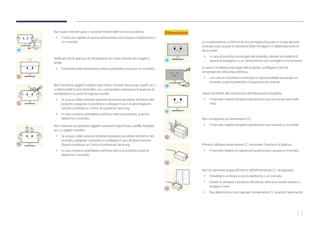 Samsung LS24E370DL/EN, LS27E370DS/EN manual Ventilazione o le porte di ingresso/uscita 