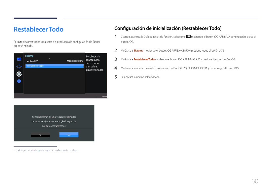 Samsung LS27E370DS/EN, LS24E370DL/EN manual Configuración de inicialización Restablecer Todo, SíNo 