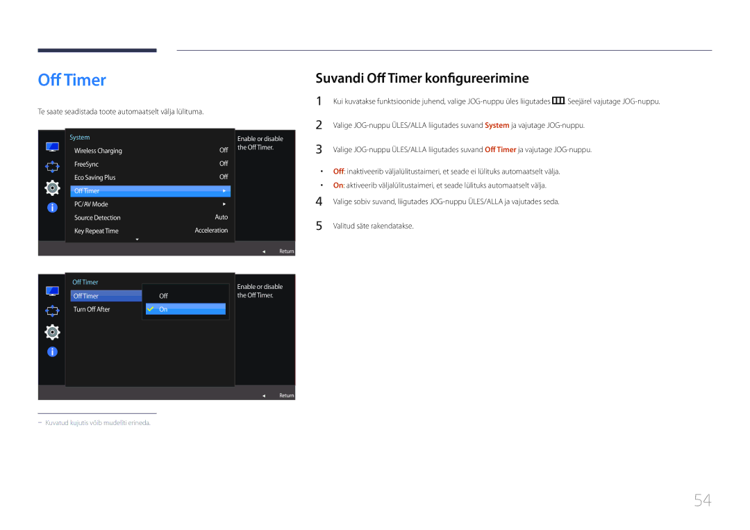 Samsung LS27E370DS/EN manual Suvandi Off Timer konfigureerimine, Te saate seadistada toote automaatselt välja lülituma 
