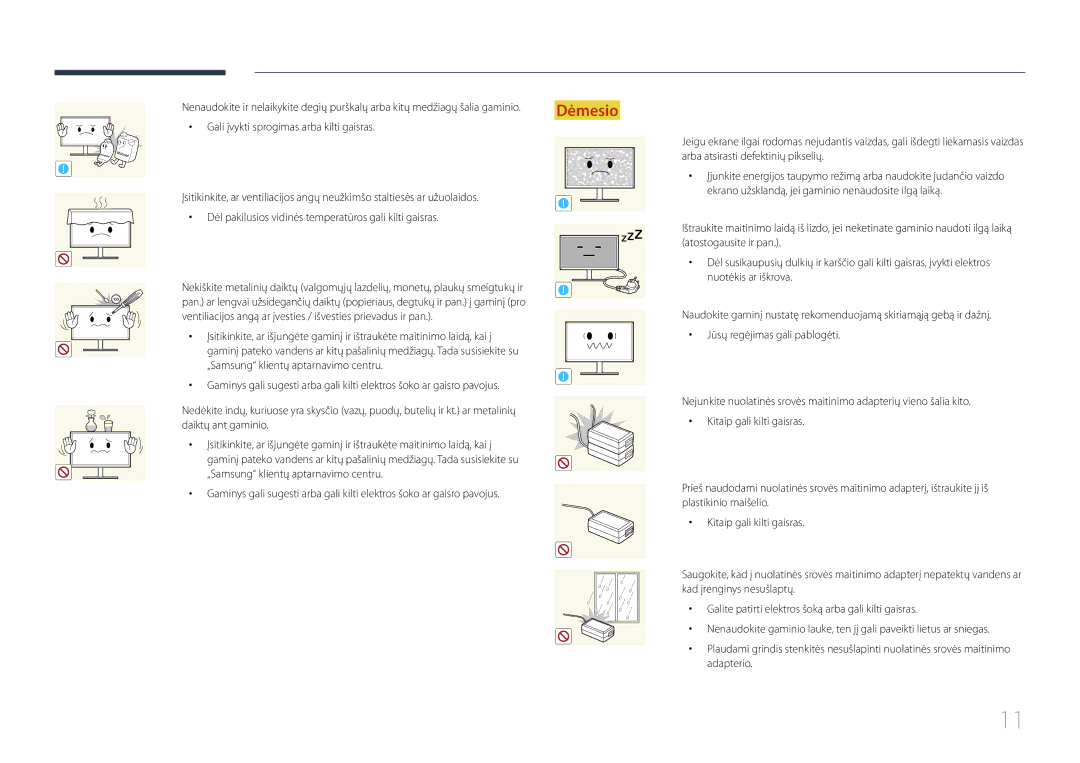 Samsung LS24E370DL/EN, LS27E370DS/EN manual Ventiliacijos angą ar įvesties / išvesties prievadus ir pan 