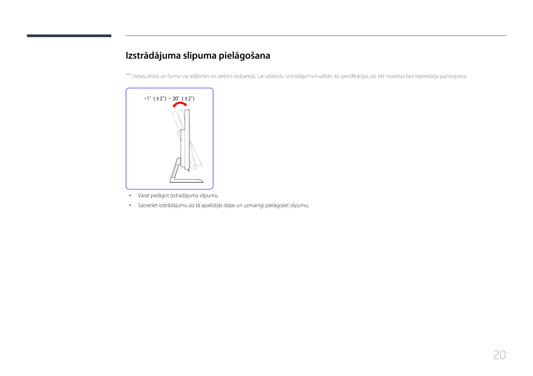 Samsung LS27E370DS/EN, LS24E370DL/EN manual Izstrādājuma slīpuma pielāgošana 