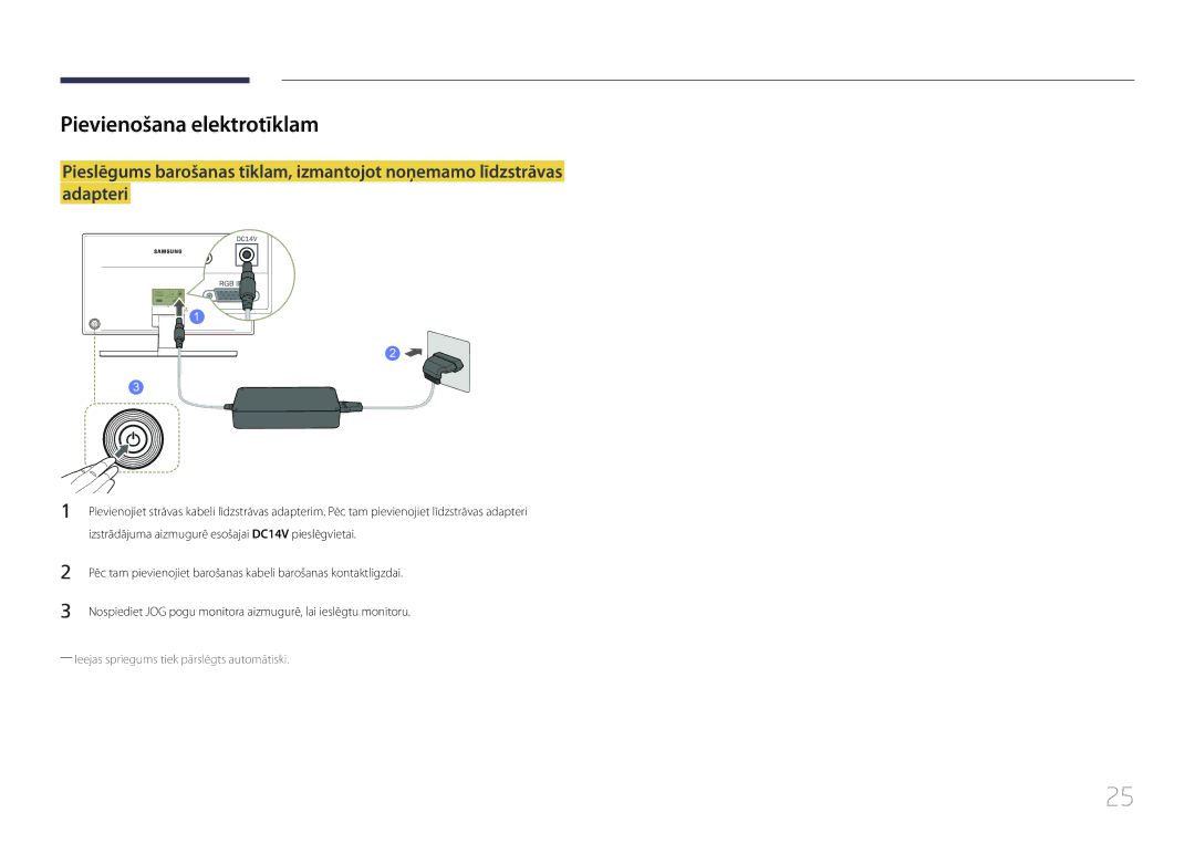 Samsung LS24E370DL/EN, LS27E370DS/EN manual Pievienošana elektrotīklam 