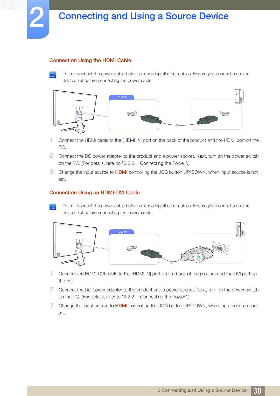 Samsung LS27E390HS/EN, LS24E390HL/EN, LS24E391HL/EN, LS22E390HS/EN, LS27E391HS/EN manual Connection Using the Hdmi Cable 