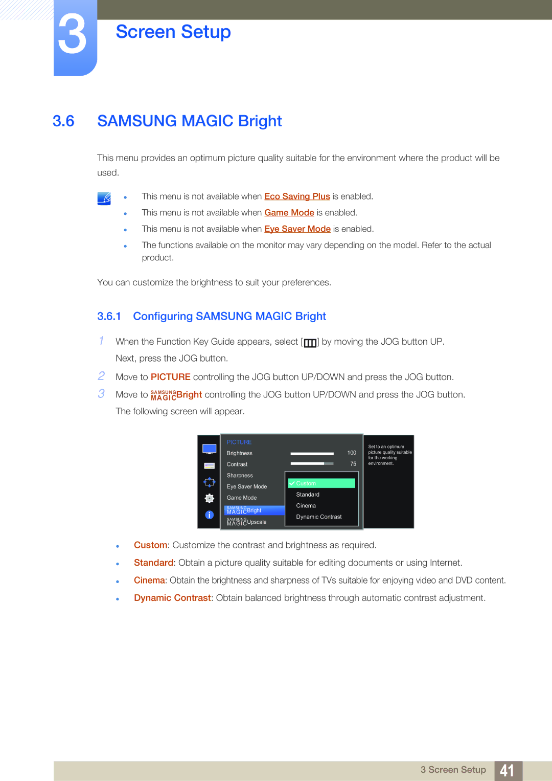 Samsung LS24E360HL/ZR, LS27E390HS/EN, LS24E390HL/EN, LS24E391HL/EN, LS22E390HS/EN manual Configuring Samsung Magic Bright 