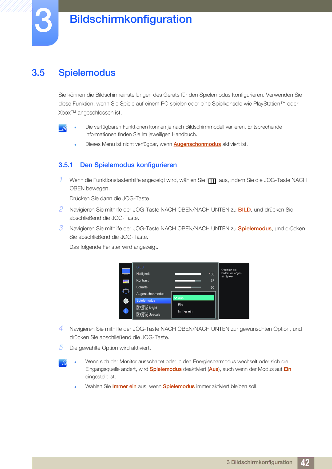 Samsung LS27E390HS/EN, LS24E390HL/EN, LS24E391HL/EN, LS22E390HS/EN, LS27E391HS/EN manual Den Spielemodus konfigurieren 