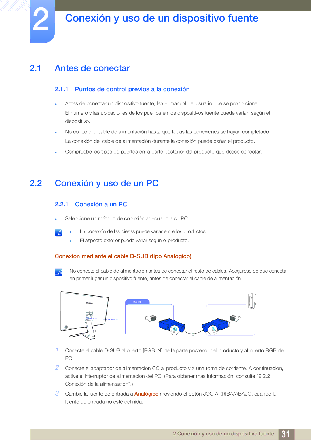 Samsung LS24E390HL/EN, LS27E390HS/EN Conexión y uso de un dispositivo fuente, Antes de conectar, Conexión y uso de un PC 