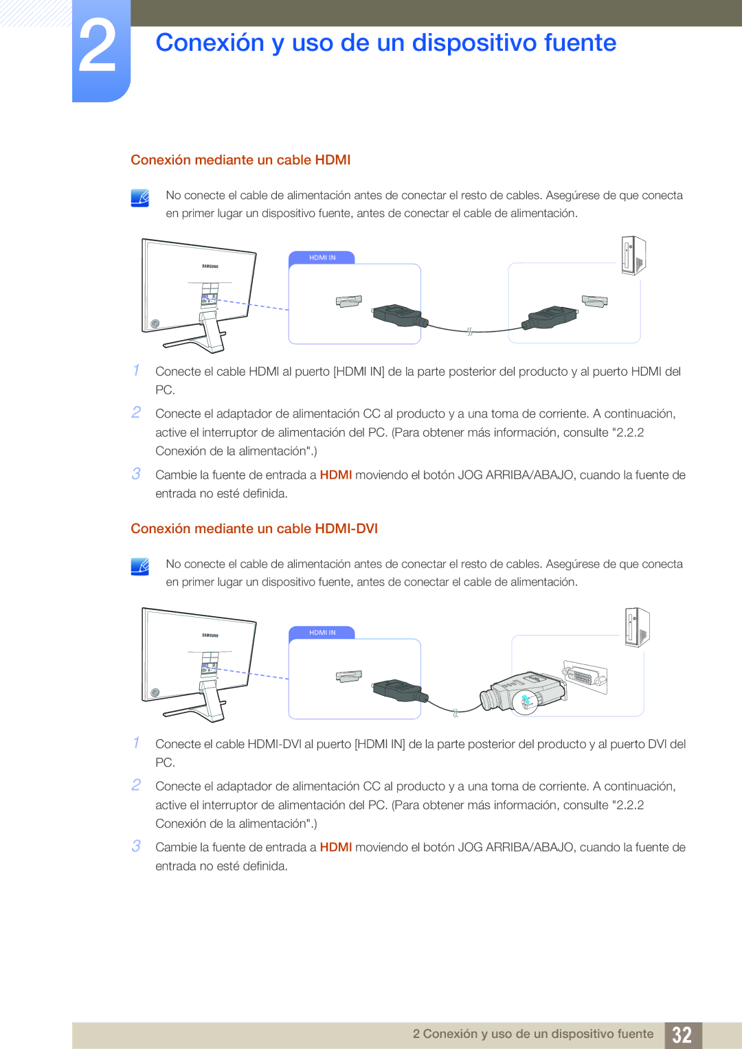 Samsung LS24E391HL/EN, LS27E390HS/EN, LS24E390HL/EN Conexión mediante un cable Hdmi, Conexión mediante un cable HDMI-DVI 