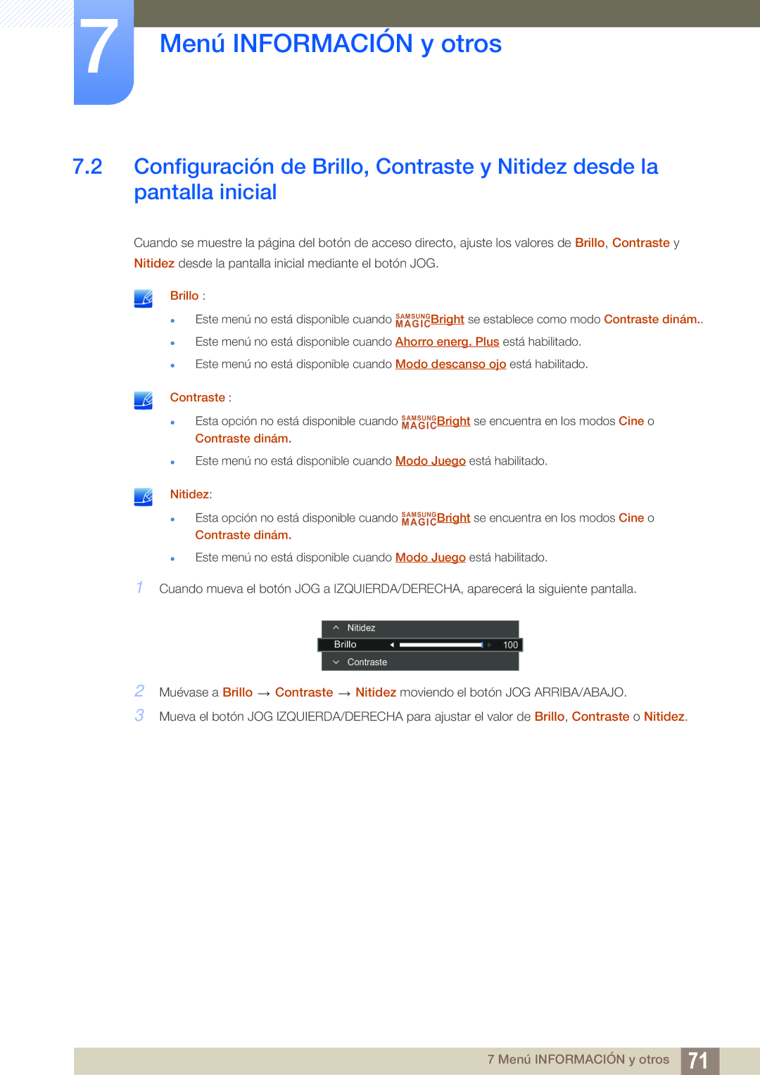 Samsung LS22E391HS/EN, LS27E390HS/EN, LS24E390HL/EN, LS24E391HL/EN, LS22E390HS/EN, LS27E391HS/EN manual Contraste 