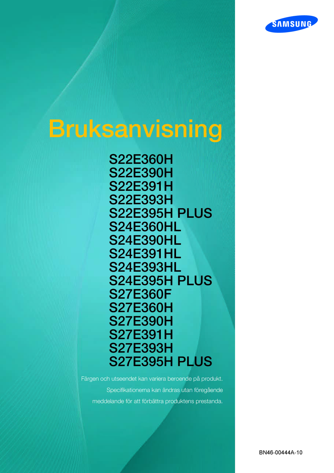 Samsung LS24E390HL/EN, LS27E390HS/EN, LS24E391HL/EN, LS22E390HS/EN, LS27E391HS/EN, LS22E391HS/EN manual Bruksanvisning 