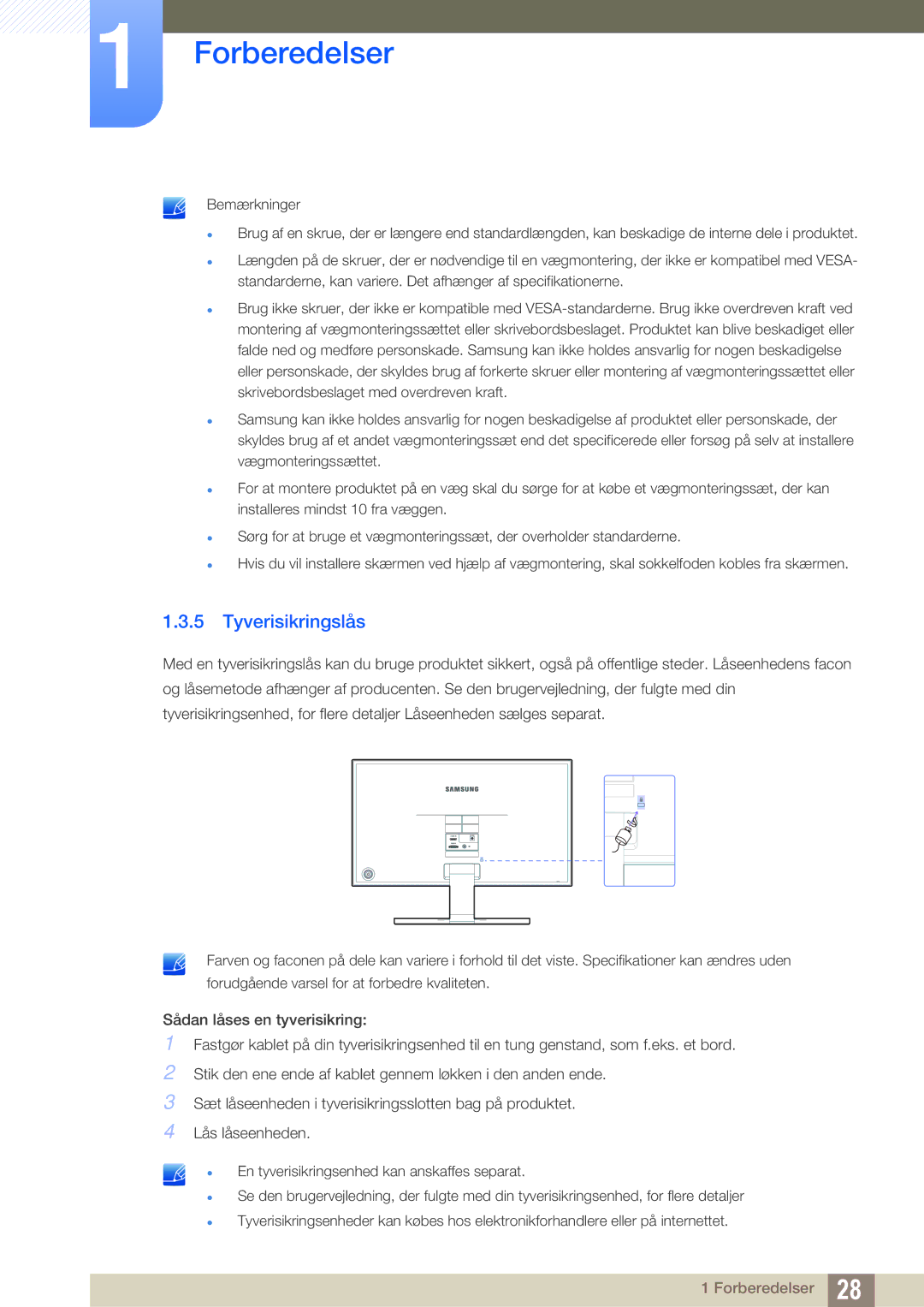 Samsung LS27E391HS/EN, LS27E390HS/EN, LS24E390HL/EN, LS24E391HL/EN, LS22E390HS/EN, LS22E391HS/EN manual Tyverisikringslås 