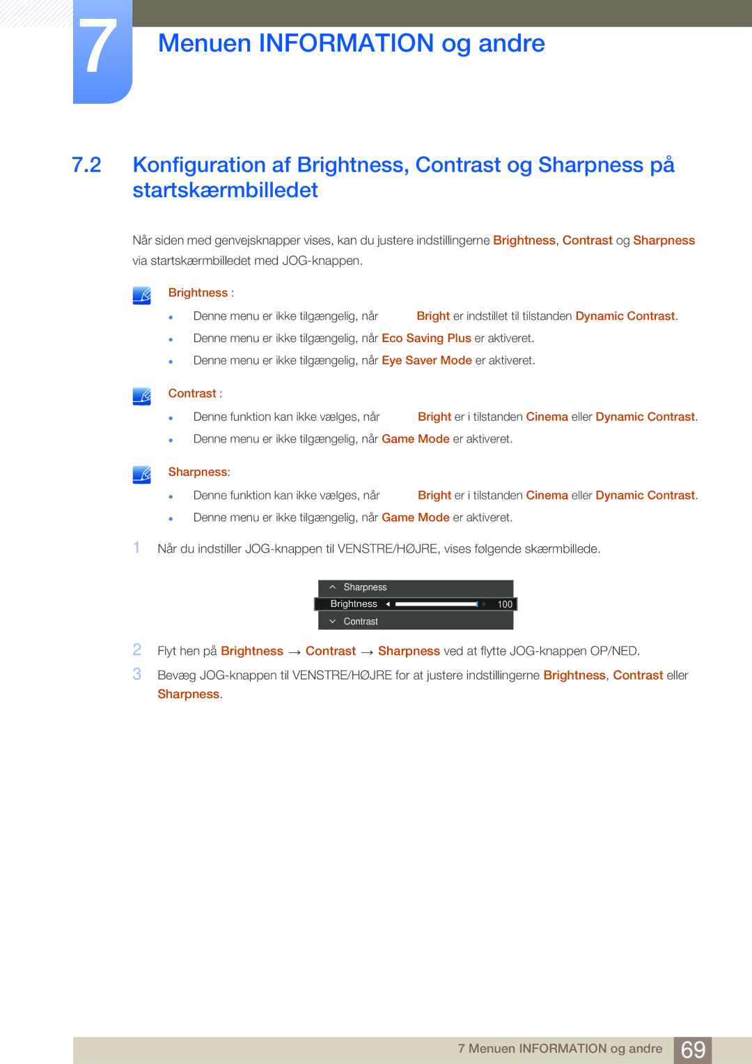 Samsung LS22E390HS/EN, LS27E390HS/EN, LS24E390HL/EN, LS24E391HL/EN, LS27E391HS/EN, LS22E391HS/EN manual Brightness 