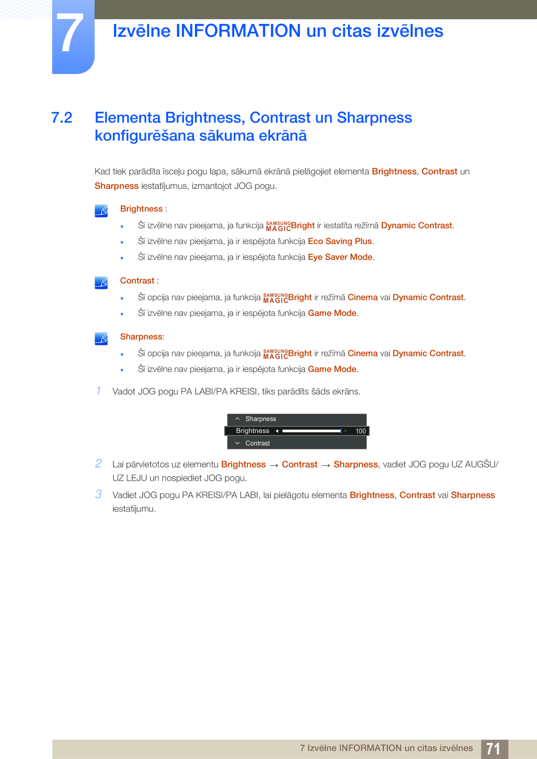 Samsung LS22E391HS/EN, LS27E390HS/EN, LS24E390HL/EN, LS24E391HL/EN, LS22E390HS/EN, LS27E391HS/EN manual Brightness 