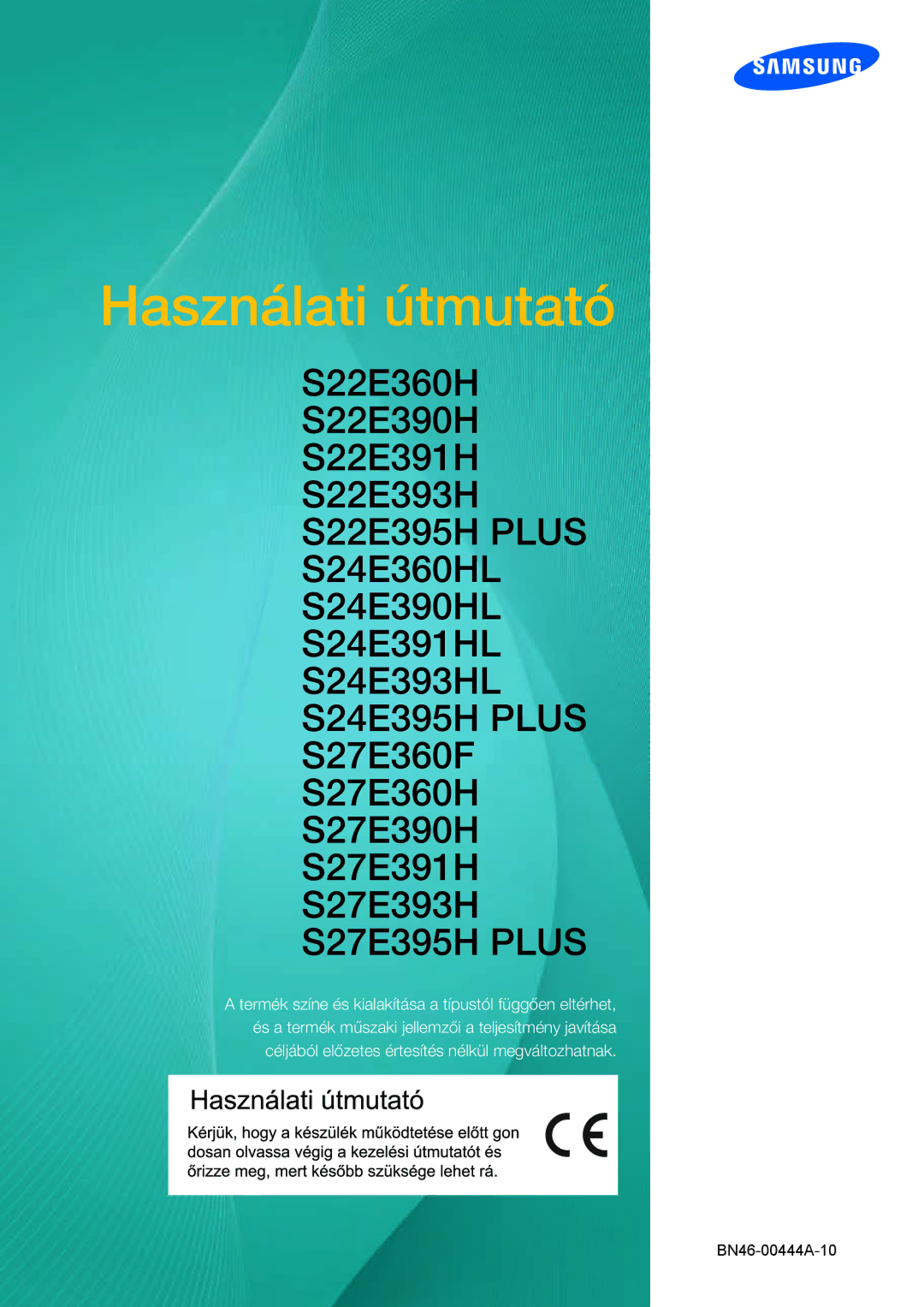 Samsung LS24E390HL/EN, LS27E390HS/EN, LS24E391HL/EN, LS22E390HS/EN, LS27E391HS/EN, LS22E391HS/EN manual Használati útmutató 