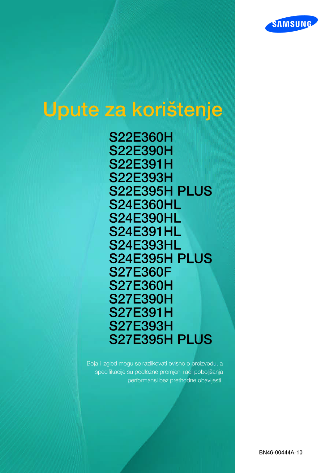 Samsung LS24E390HL/EN, LS27E390HS/EN, LS24E391HL/EN, LS22E390HS/EN, LS27E391HS/EN, LS22E391HS/EN manual Upute za korištenje 