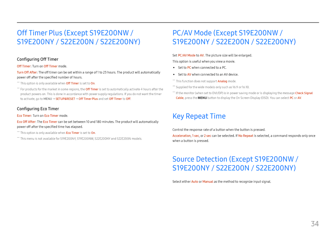 Samsung LS27E45KBH/EN, LS27E45KBS/EN manual Key Repeat Time, ――This option is only available when Off Timer is set to On 