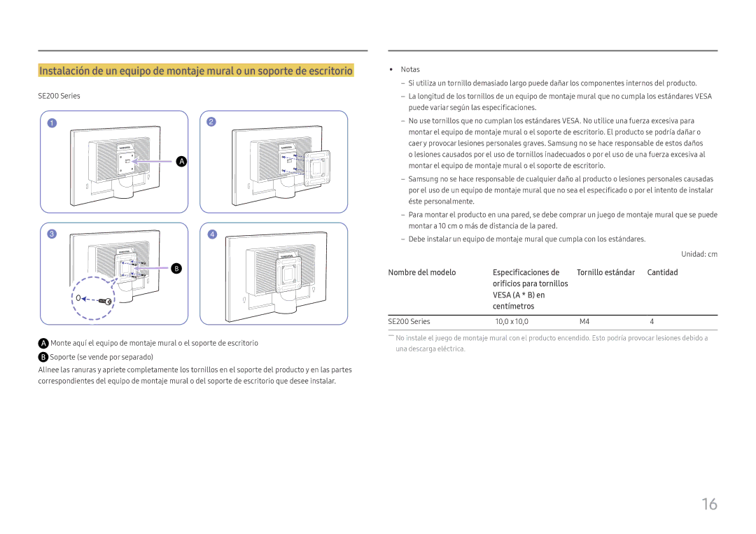 Samsung LS27E45KBS/EN, LS27E45KBH/EN manual SE200 Series 10,0 x 10,0 