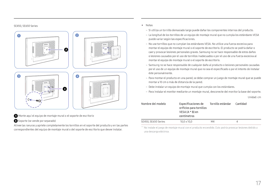 Samsung LS27E45KBH/EN, LS27E45KBS/EN manual SE450, SE650 Series 10,0 x 10,0 