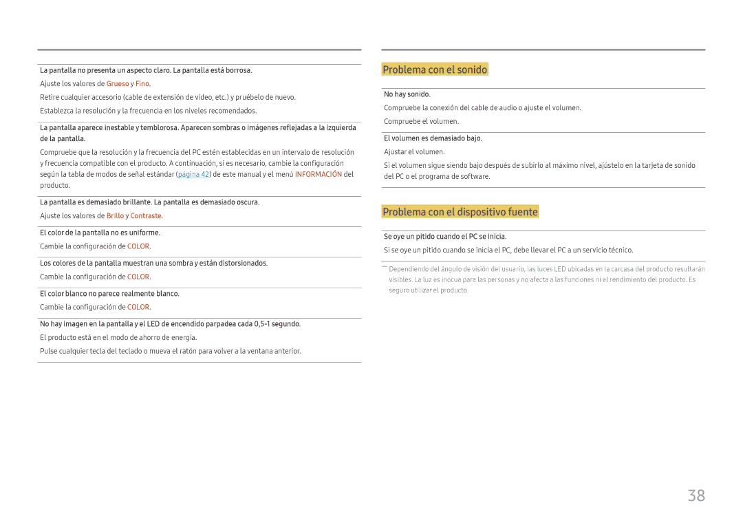 Samsung LS27E45KBS/EN, LS27E45KBH/EN manual Problema con el sonido 