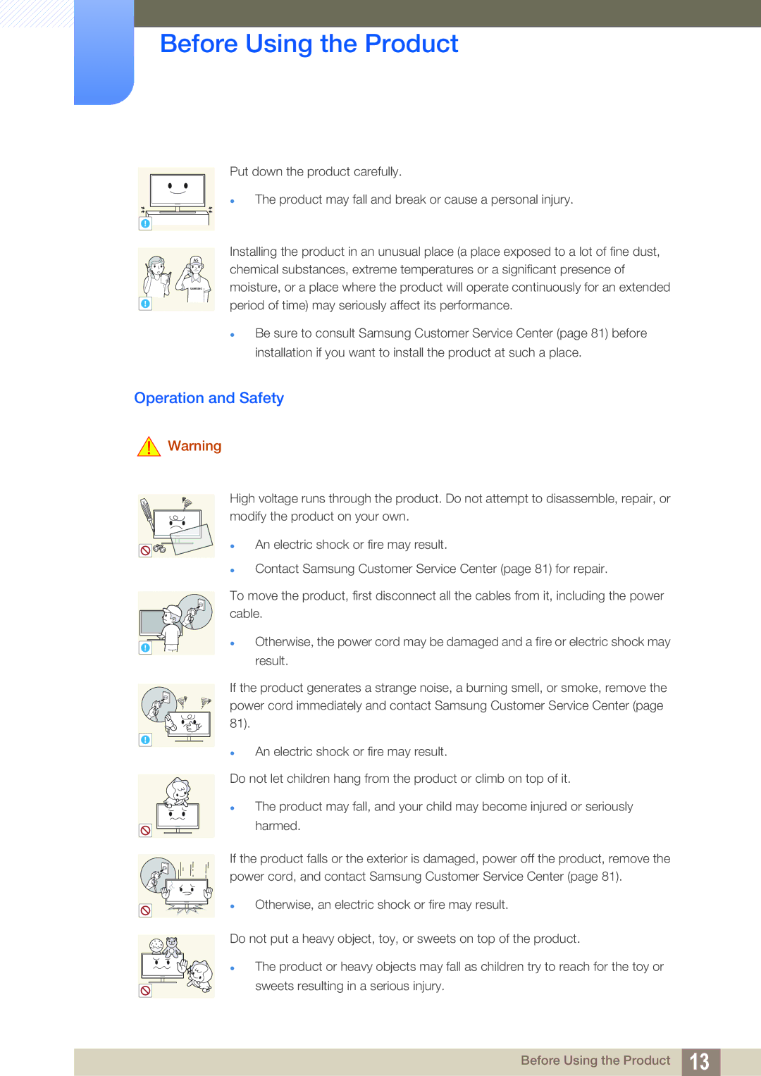 Samsung LS27E510CS/XV, LS27E510CS/EN, LS27E510CS/KZ, LS27E510CS/CI manual Operation and Safety 