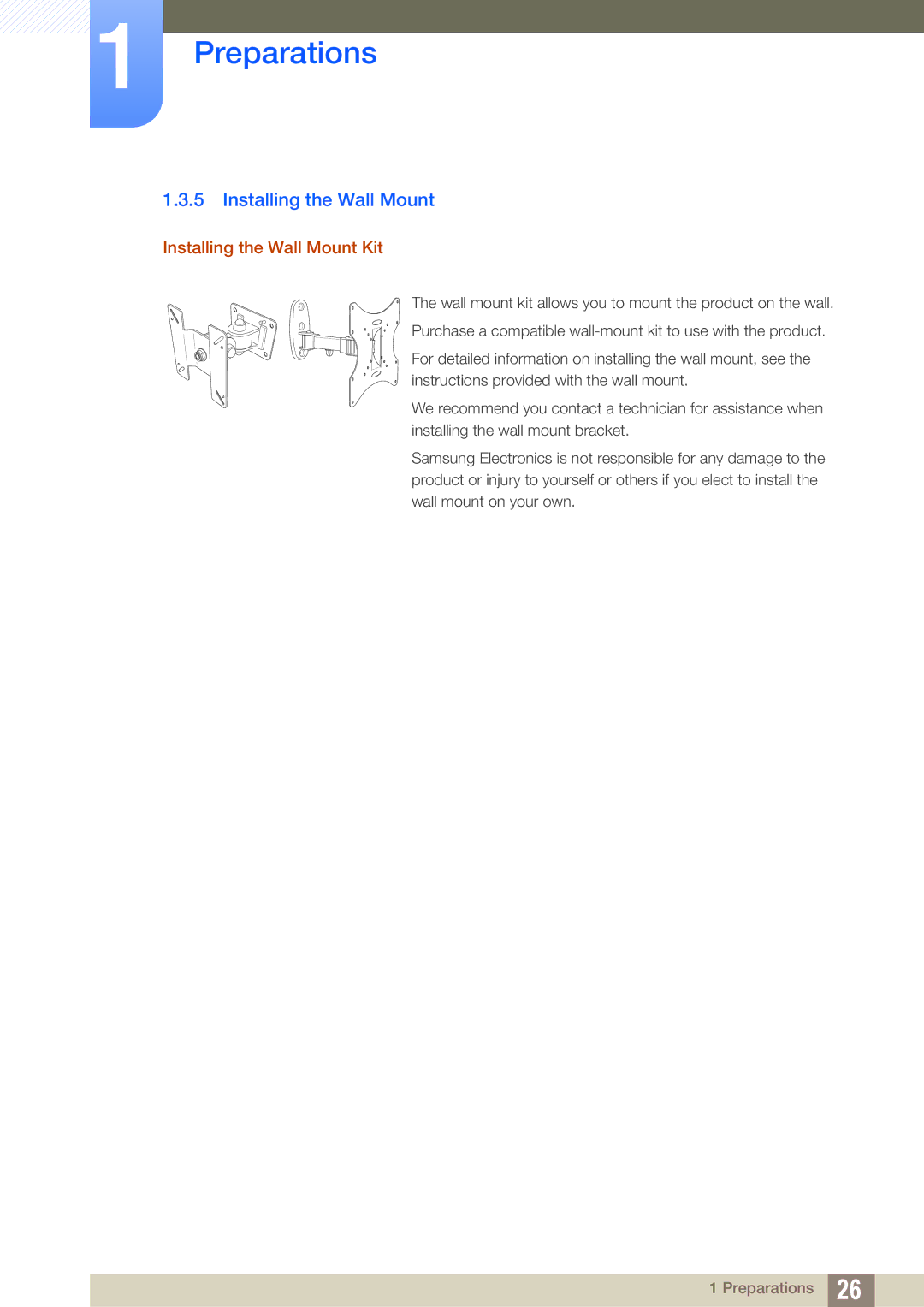 Samsung LS27E510CS/KZ, LS27E510CS/EN, LS27E510CS/XV, LS27E510CS/CI manual Installing the Wall Mount Kit 