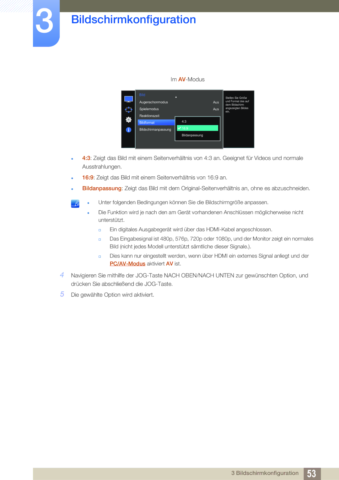 Samsung LS27E510CS/EN manual Im AV-Modus 