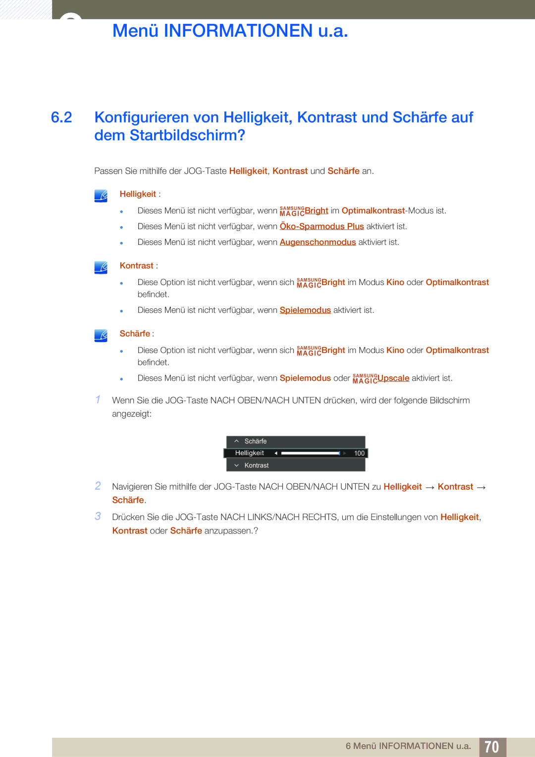 Samsung LS27E510CS/EN manual Helligkeit 