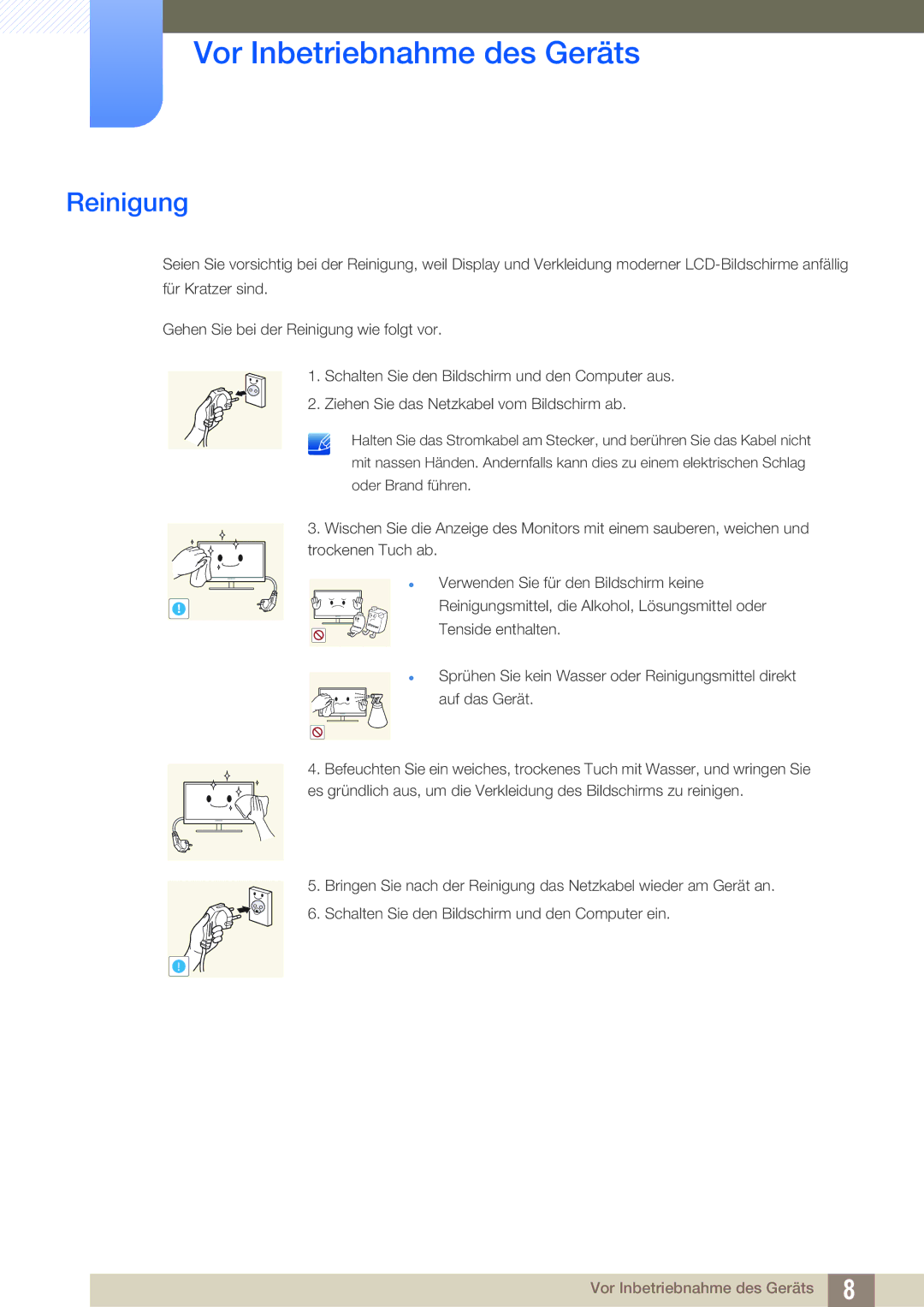 Samsung LS27E510CS/EN manual Reinigung 