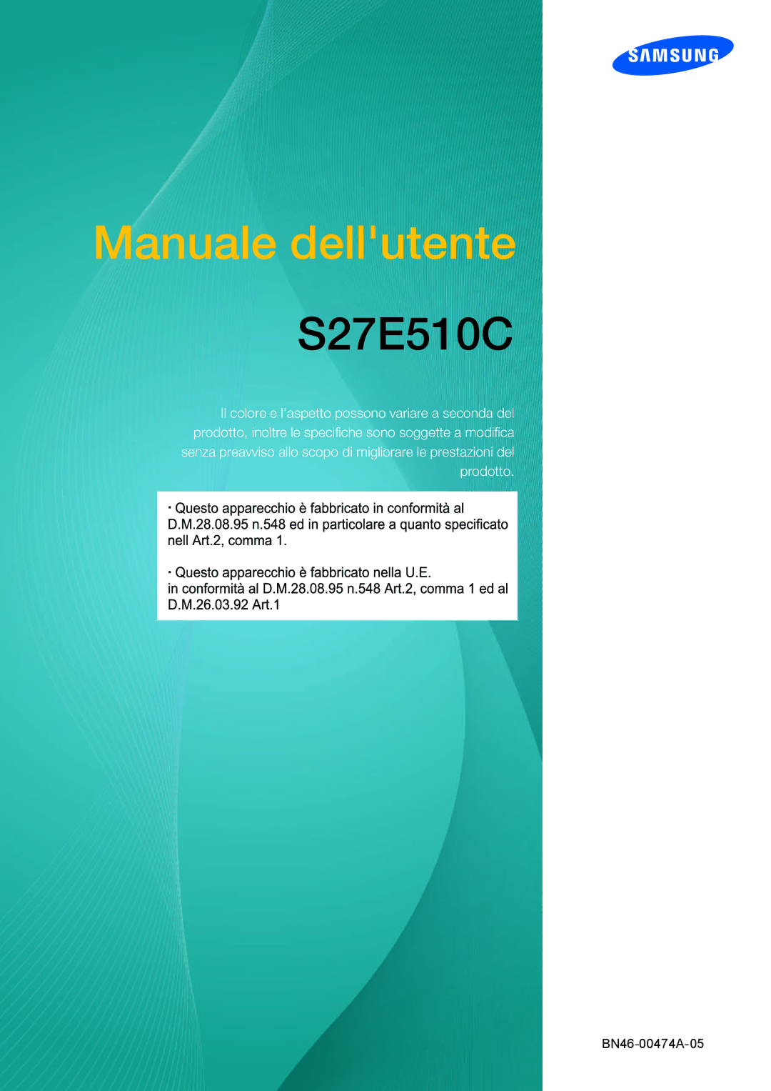 Samsung LS27E510CS/EN manual Manuale dellutente 