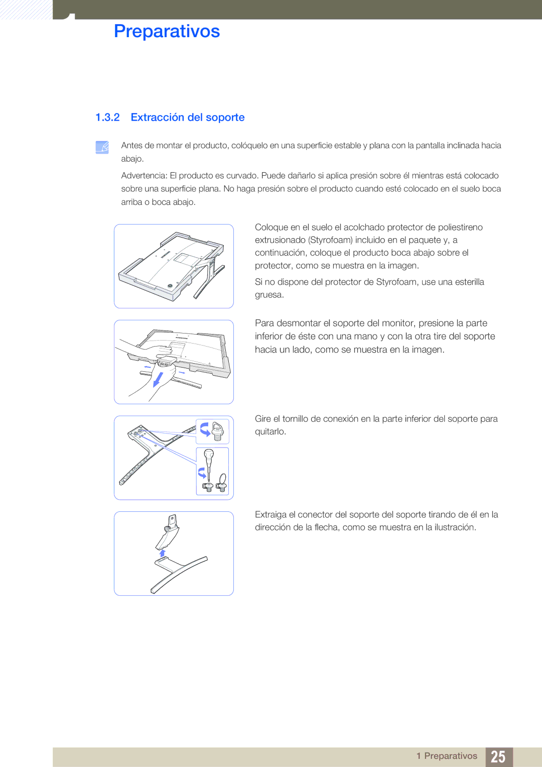 Samsung LS27E510CS/EN manual Extracción del soporte 