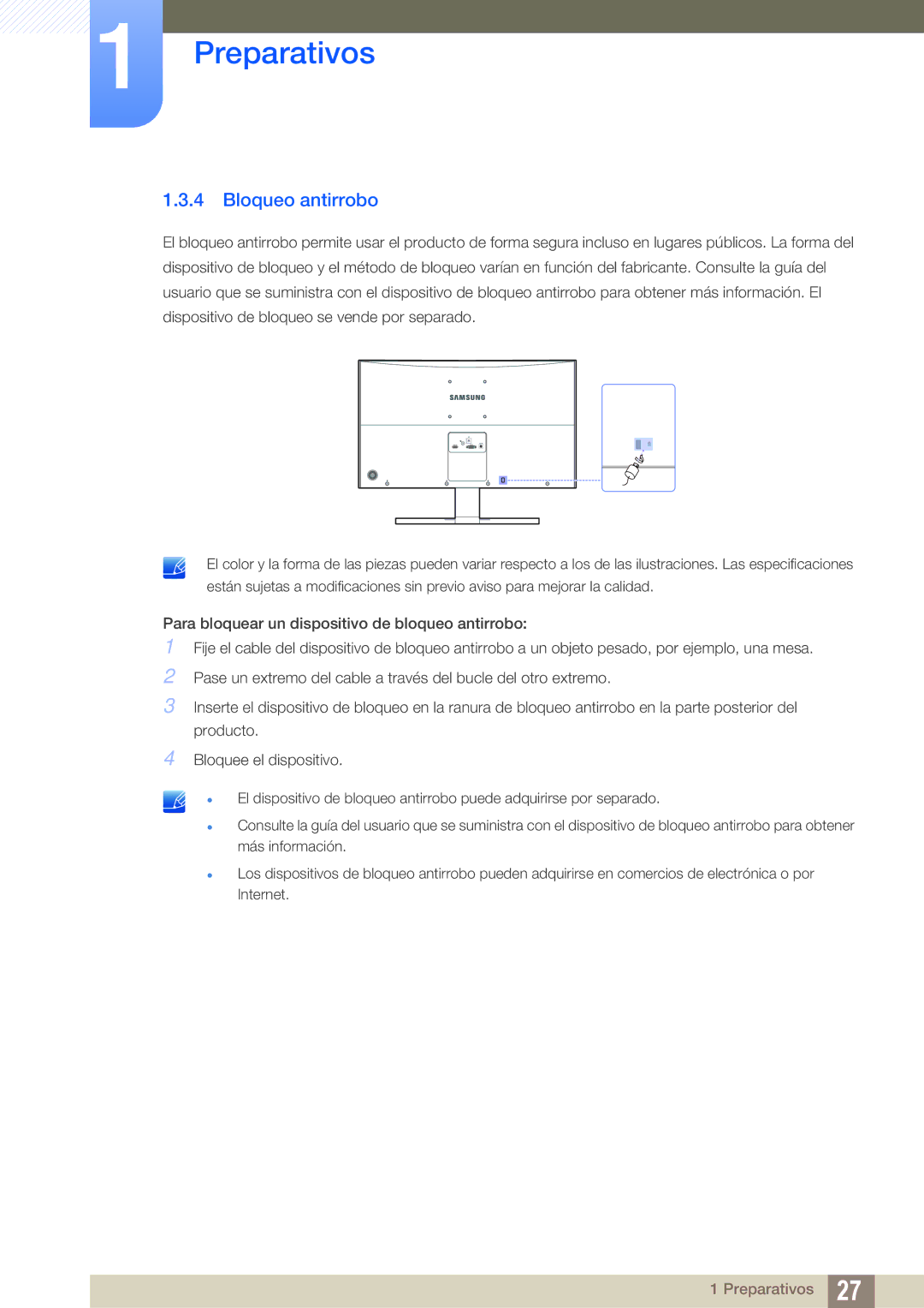 Samsung LS27E510CS/EN manual Bloqueo antirrobo 