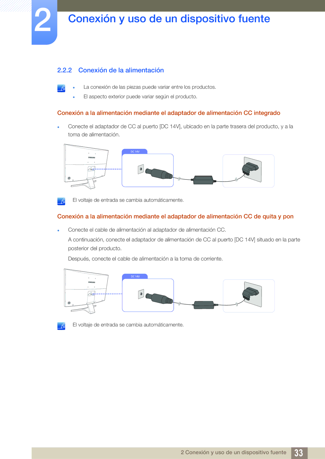 Samsung LS27E510CS/EN manual Conexión de la alimentación 