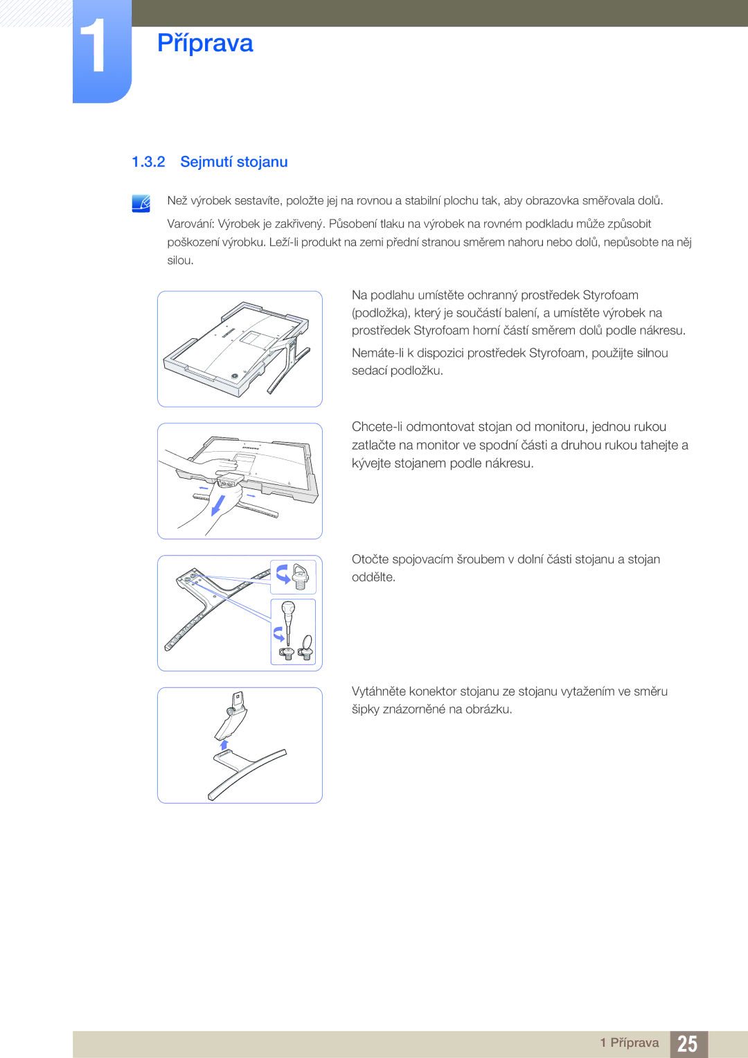 Samsung LS27E510CS/EN manual Sejmutí stojanu 