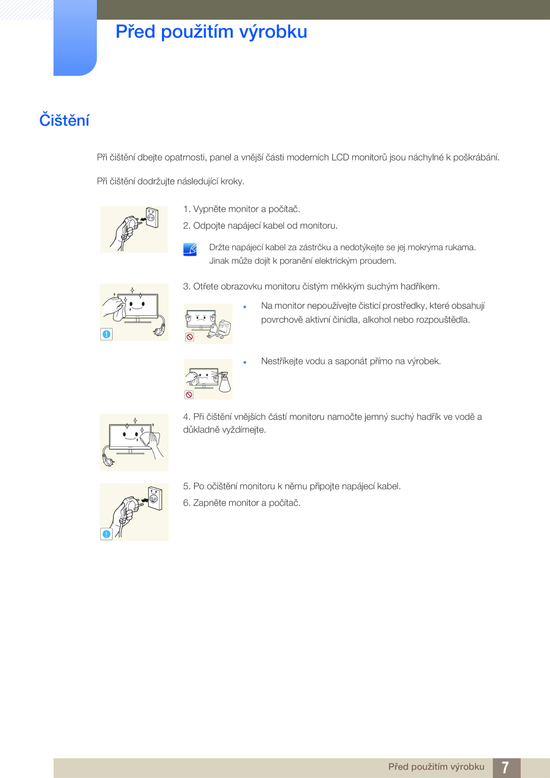 Samsung LS27E510CS/EN manual Čištění 