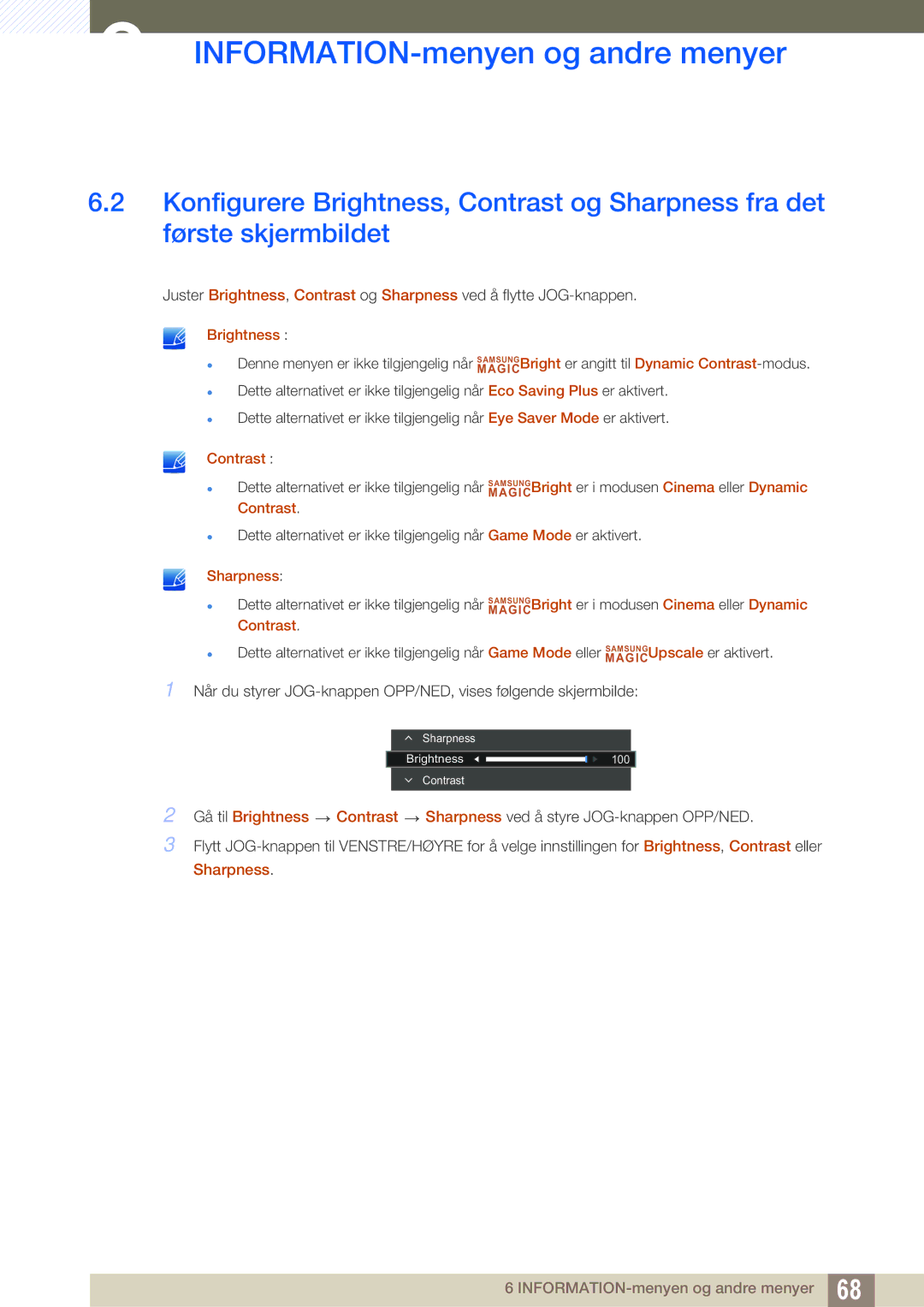 Samsung LS27E510CS/EN manual Brightness 