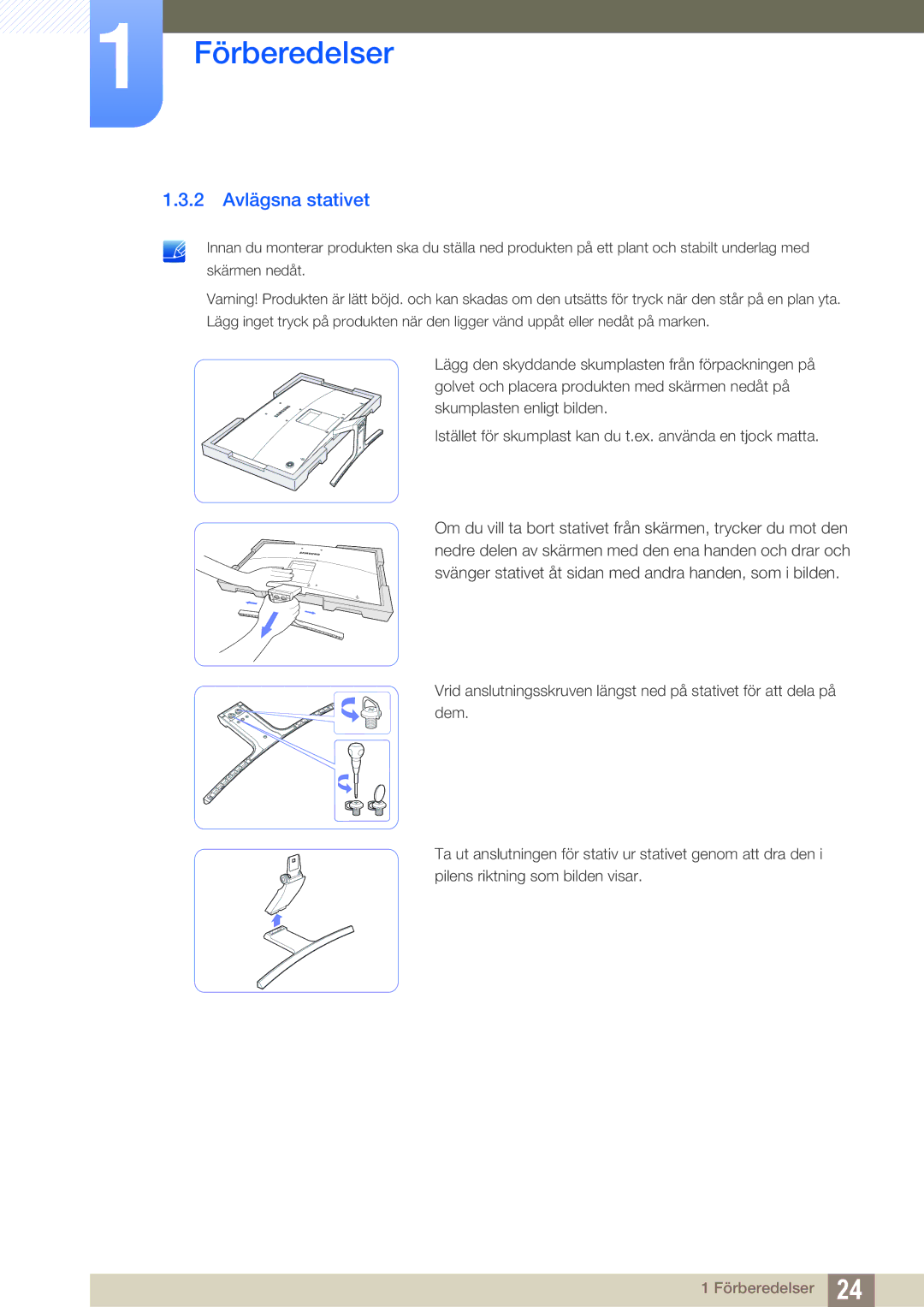 Samsung LS27E510CS/EN manual 2 Avlägsna stativet 