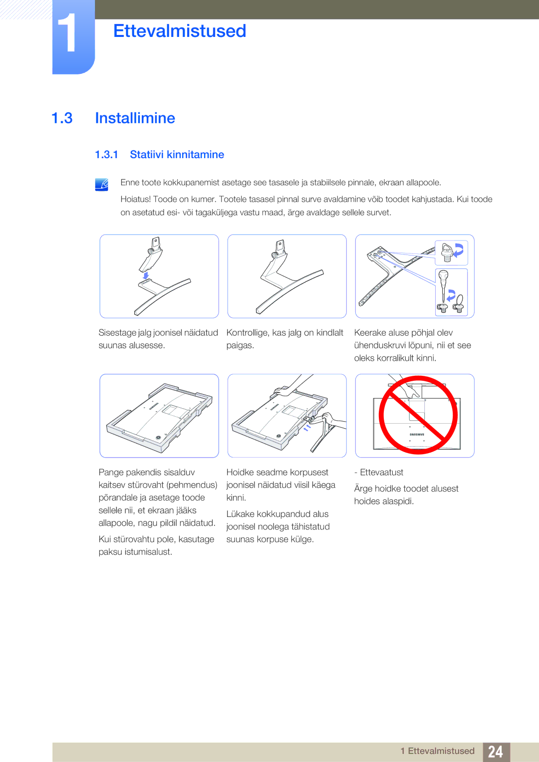 Samsung LS27E510CS/EN manual Installimine, Statiivi kinnitamine 